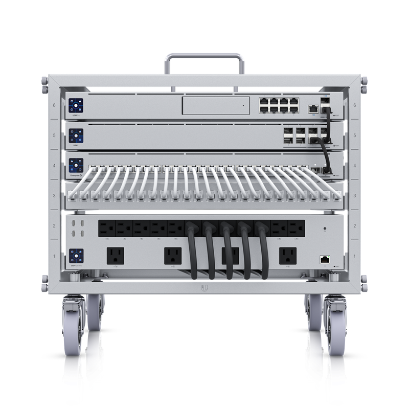 Rack UniFi com UDM Pro, switches e gerenciamento centralizado