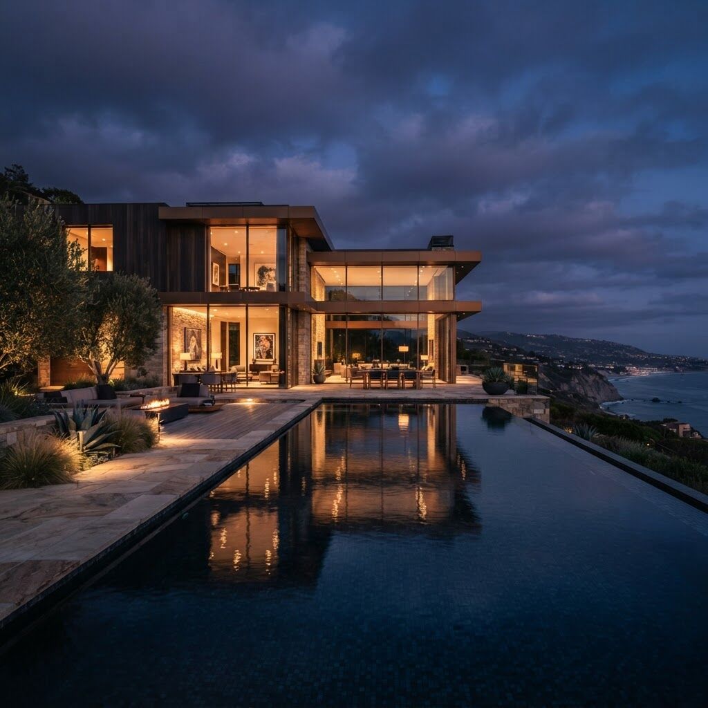 Casa com piscina e vista para o mar